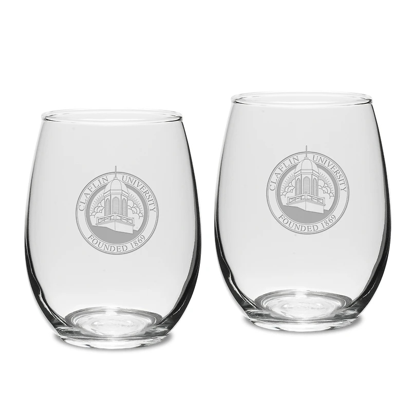 Claflin Panthers 15oz. 2-Piece Stemless Wine Glass Set