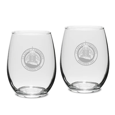 Claflin Panthers 15oz. 2-Piece Stemless Wine Glass Set