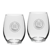 Claflin Panthers 15oz. 2-Piece Stemless Wine Glass Set