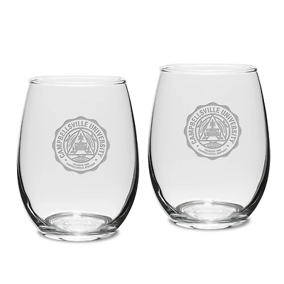 Campbellsville Tigers 15oz. 2-Piece Stemless Wine Glass Set