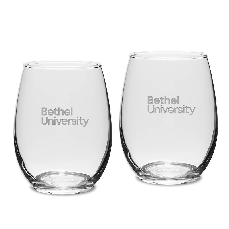 Bethel Wildcats 15oz. 2-Piece Stemless Wine Glass Set