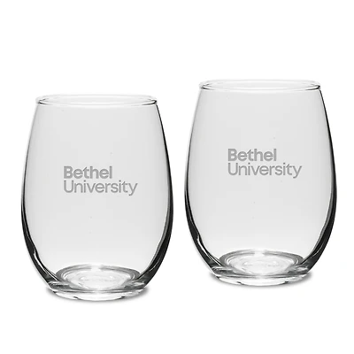 Bethel Wildcats 15oz. 2-Piece Stemless Wine Glass Set