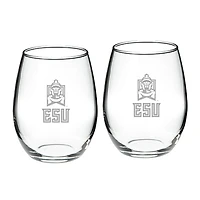 East Stroudsburg Warriors 21oz. 2-Piece Stemless Wine Glass Set