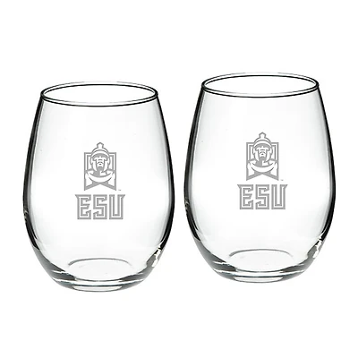 East Stroudsburg Warriors 21oz. 2-Piece Stemless Wine Glass Set