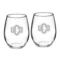 Central Oklahoma Bronchos 21oz. 2-Piece Stemless Wine Glass Set