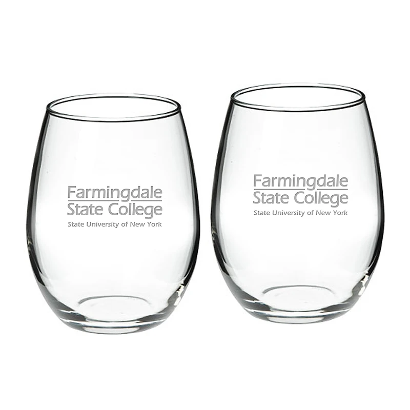 SUNY Farmingdale State Rams 21oz. 2-Piece Stemless Wine Glass Set