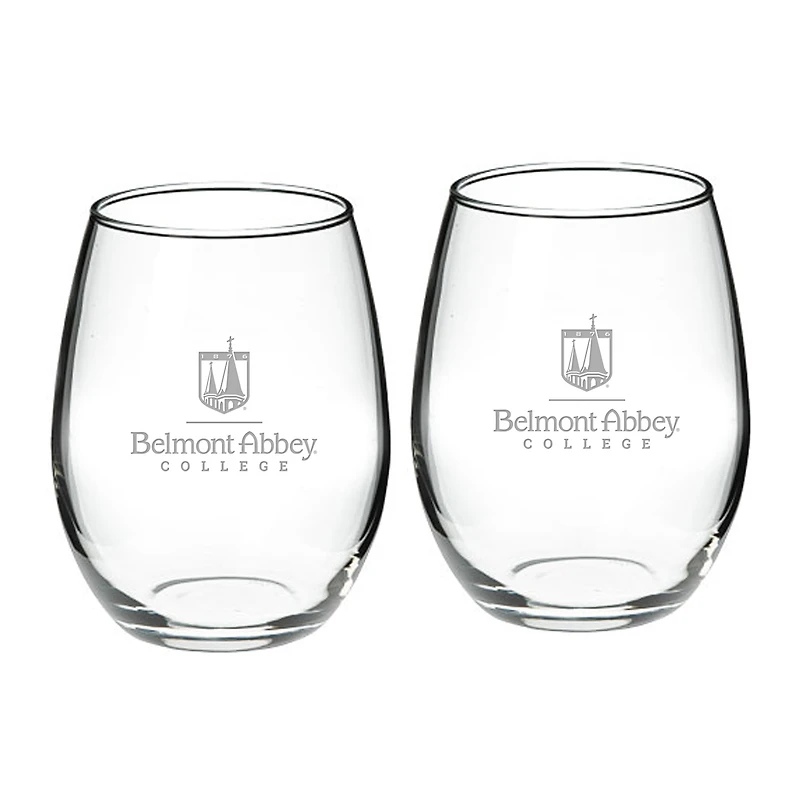 Belmont Abbey Crusaders Team 21oz. 2-Piece Stemless Wine Glass Set