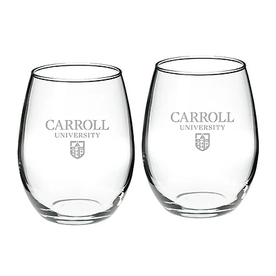 Carroll University Pioneers 21oz. 2-Piece Stemless Wine Glass Set