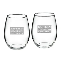 Eastern New Mexico Greyhounds 21oz. 2-Piece Stemless Wine Glass Set