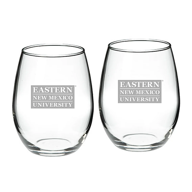Eastern New Mexico Greyhounds 21oz. 2-Piece Stemless Wine Glass Set