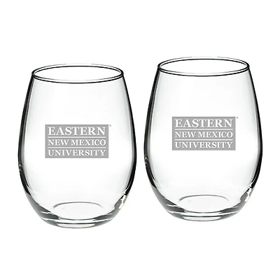 Eastern New Mexico Greyhounds 21oz. 2-Piece Stemless Wine Glass Set