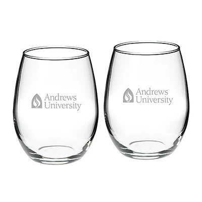 Andrews University Cardinals 21oz. 2-Piece Stemless Wine Glass Set