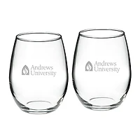 Andrews University Cardinals 21oz. 2-Piece Stemless Wine Glass Set