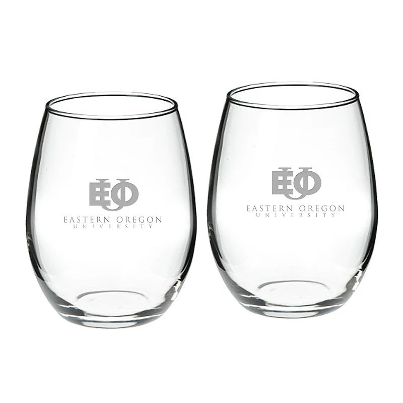 Eastern Oregon Mountaineers Team 21oz. 2-Piece Stemless Wine Glass Set