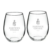 Hartwick College Hawks 21oz. 2-Piece Stemless Wine Glass Set