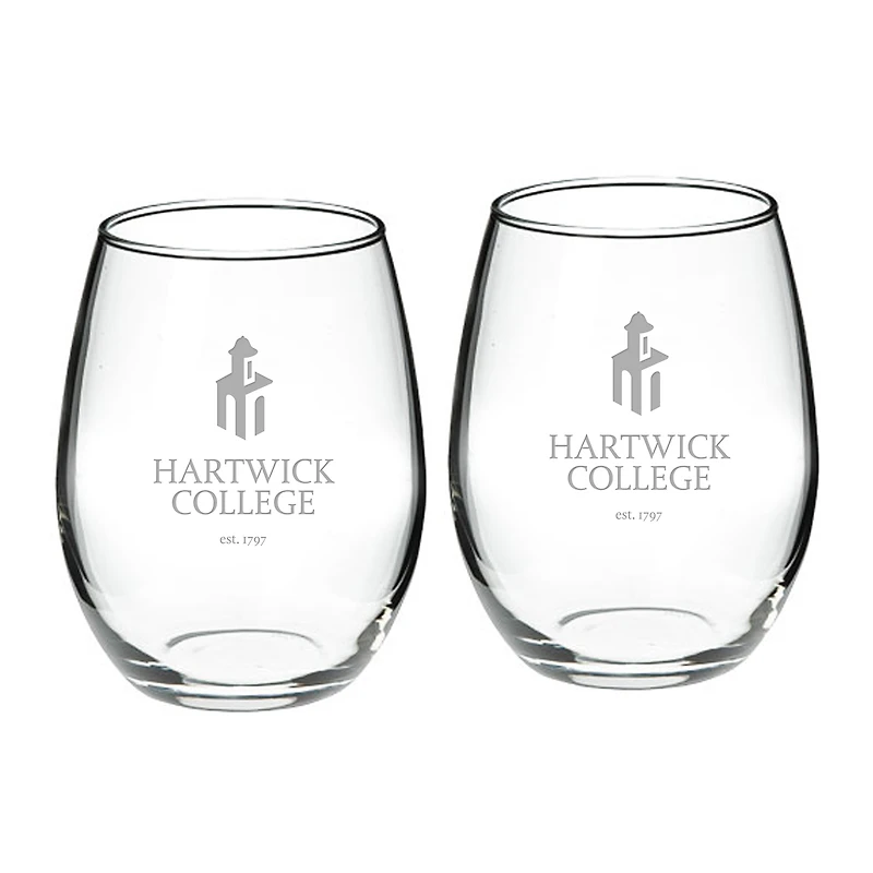 Hartwick College Hawks 21oz. 2-Piece Stemless Wine Glass Set