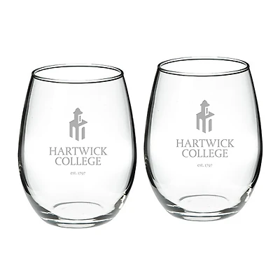 Hartwick College Hawks 21oz. 2-Piece Stemless Wine Glass Set