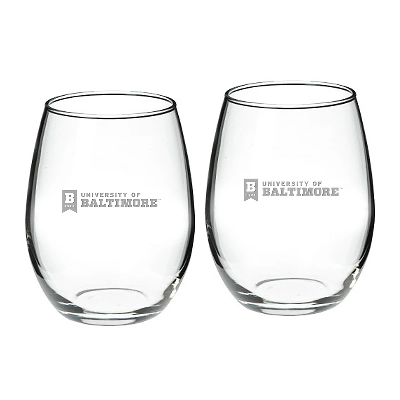 University of Baltimore 21oz. 2-Piece Stemless Wine Glass Set