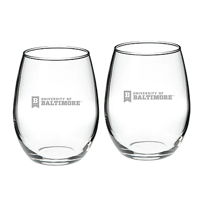 University of Baltimore 21oz. 2-Piece Stemless Wine Glass Set