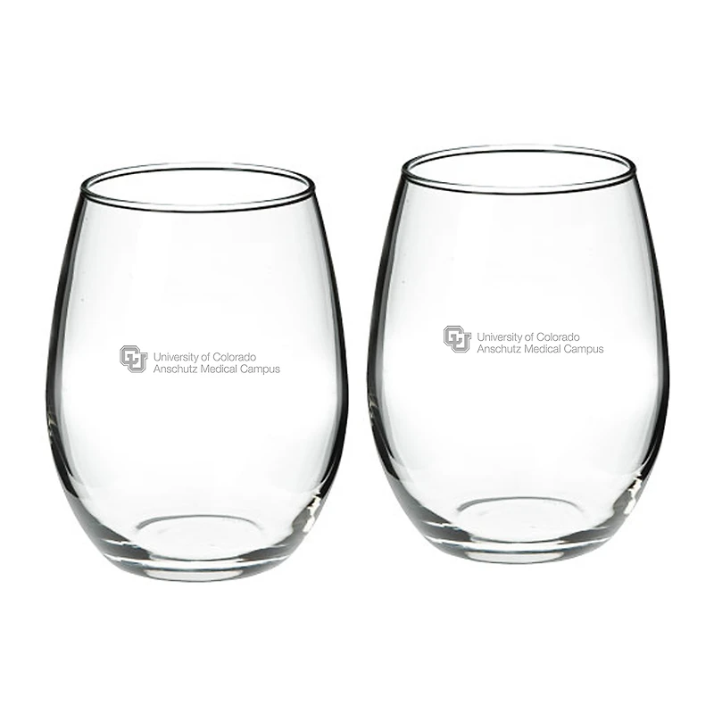 Colorado Anschutz Medical Campus 21oz. 2-Piece Stemless Wine Glass Set