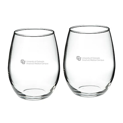 Colorado Anschutz Medical Campus 21oz. 2-Piece Stemless Wine Glass Set