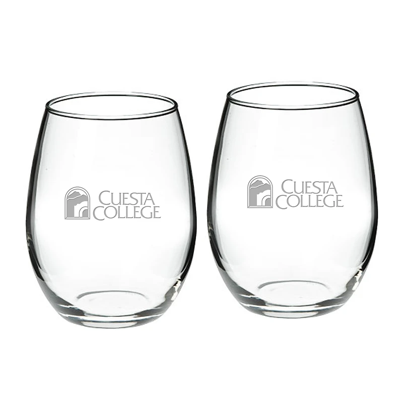 Cuesta College Cougars 21oz. 2-Piece Stemless Wine Glass Set