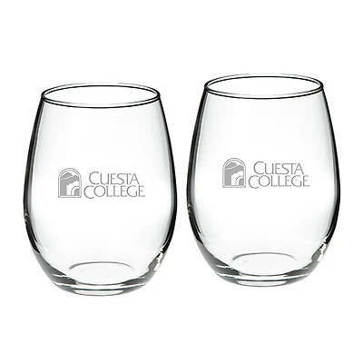 Cuesta College Cougars 21oz. 2-Piece Stemless Wine Glass Set