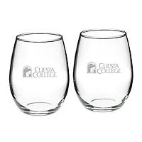 Cuesta College Cougars 21oz. 2-Piece Stemless Wine Glass Set