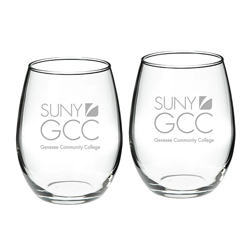 SUNY Genesee Community College 21oz. 2-Piece Stemless Wine Glass Set