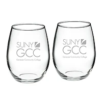 SUNY Genesee Community College 21oz. 2-Piece Stemless Wine Glass Set