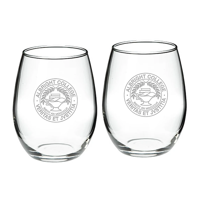 Albright Lions 21oz. 2-Piece Stemless Wine Glass Set