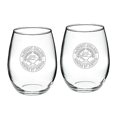 Albright Lions 21oz. 2-Piece Stemless Wine Glass Set
