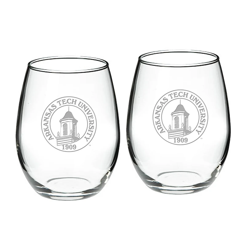 Arkansas Tech 21oz. 2-Piece Stemless Wine Glass Set