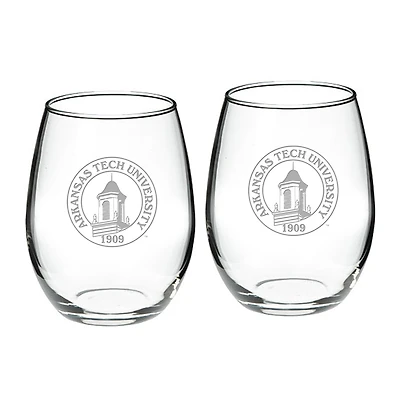 Arkansas Tech 21oz. 2-Piece Stemless Wine Glass Set