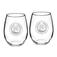 Claflin Panthers 21oz. 2-Piece Stemless Wine Glass Set