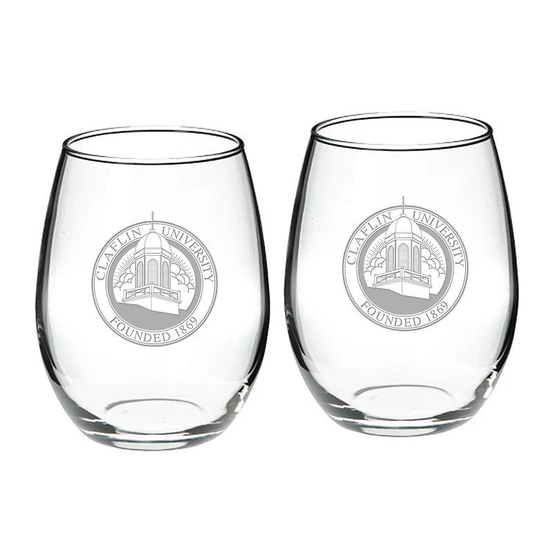 Claflin Panthers 21oz. 2-Piece Stemless Wine Glass Set