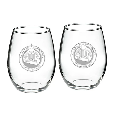 Claflin Panthers 21oz. 2-Piece Stemless Wine Glass Set
