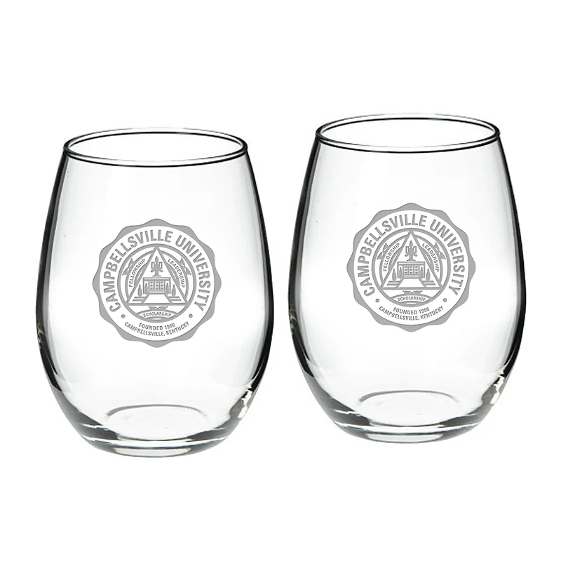 Campbellsville Tigers 21oz. 2-Piece Stemless Wine Glass Set