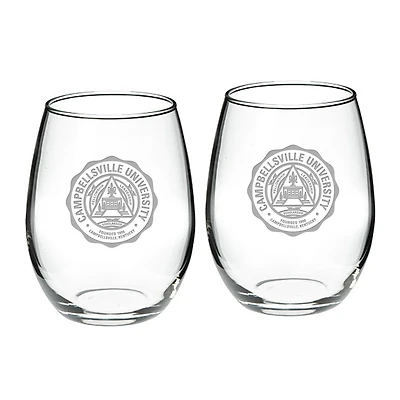 Campbellsville Tigers 21oz. 2-Piece Stemless Wine Glass Set