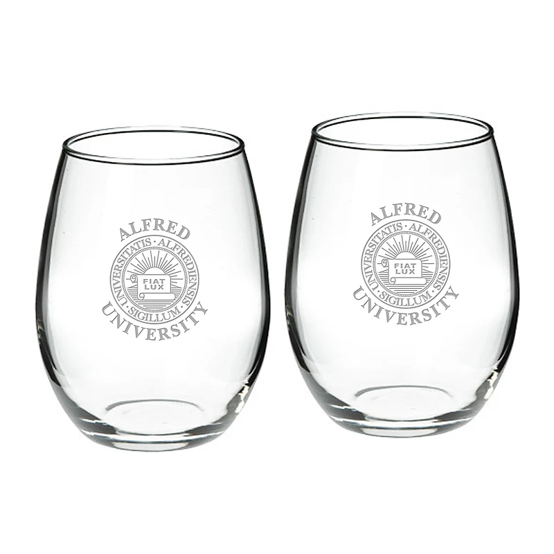 Alfred University Saxons 21oz. 2-Piece Stemless Wine Glass Set