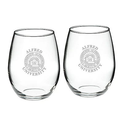 Alfred University Saxons 21oz. 2-Piece Stemless Wine Glass Set
