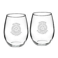 Alfred University Saxons 21oz. 2-Piece Stemless Wine Glass Set