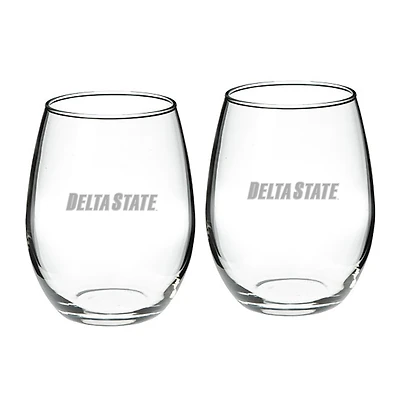 Delta State Statesmen 21oz. 2-Piece Stemless Wine Glass Set