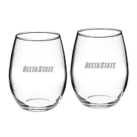 Delta State Statesmen 21oz. 2-Piece Stemless Wine Glass Set