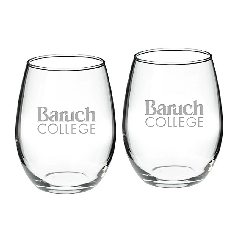 CUNY Baruch College 21oz. 2-Piece Stemless Wine Glass Set