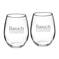 CUNY Baruch College 21oz. 2-Piece Stemless Wine Glass Set