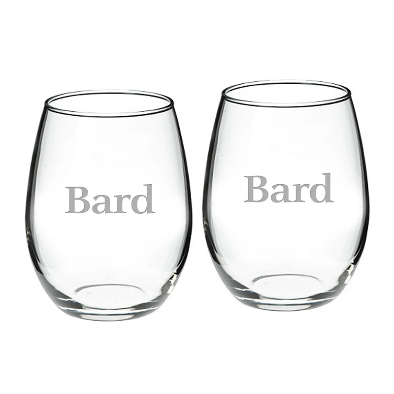 Bard College Raptors Team 21oz. 2-Piece Stemless Wine Glass Set