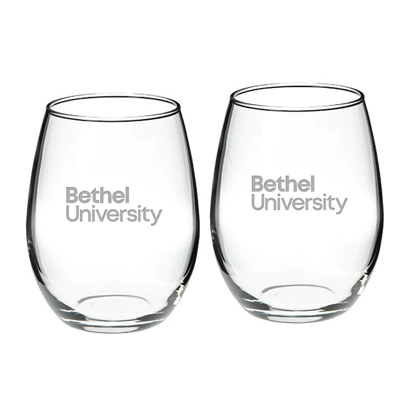 Bethel Wildcats 21oz. 2-Piece Stemless Wine Glass Set