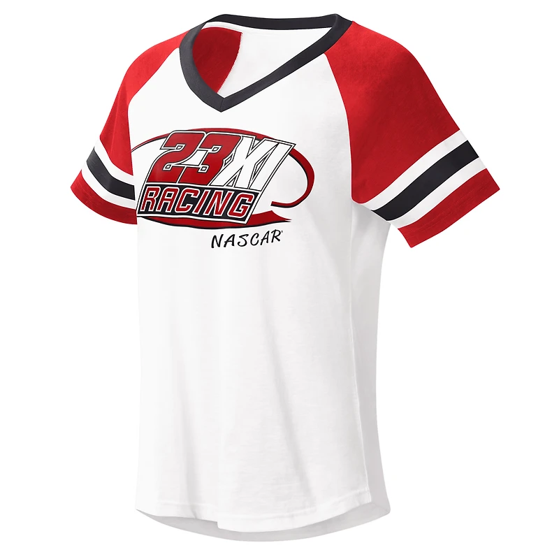 Women's G-III 4Her by Carl Banks White/Red 23XI Racing Circus Catch V-Neck T-Shirt