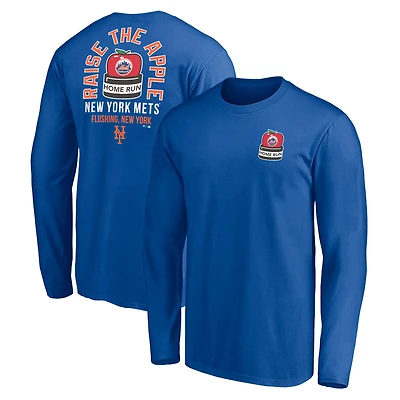 Men's Royal New York Mets Team Hometown Collection Raise the Apple Long Sleeve T-Shirt